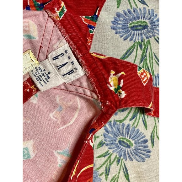 Vintage Gap Romper Overalls 3-5 Month - V Back  Pockets Bubble Jumper Blocks - Picture 5 of 7